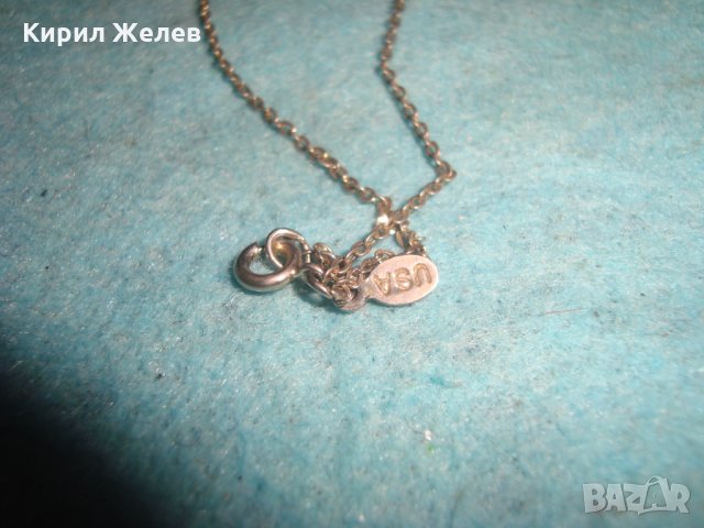 ПОСРЕБРЕНО НЕЖНО КОЛИЕ с ФАСЕТИРАН ЗЕЛЕН АХАТ МАРКИРОВКИ САЩ МАРКОВ АРТ МЕДАЛЬОН 72511, снимка 3 - Колиета, медальони, синджири - 35352985