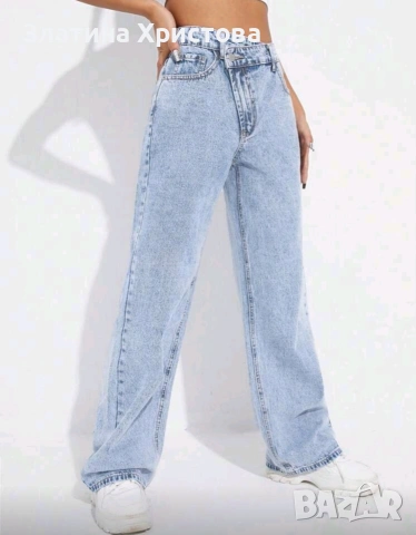 Дамски дънки с широк крачол и странично закопчаване, снимка 3 - Дънки - 53529481