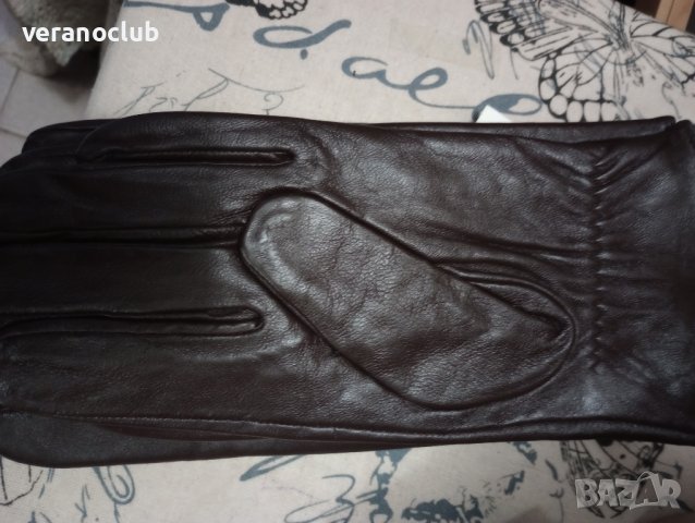 Кафяви мъжки кожени ръкавици Естествена кожа М, снимка 3 - Ръкавици - 43750618