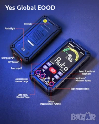 KAIWEETS KM601S мултиметър 10000 counts True RMS акумулаторен, снимка 8 - Други инструменти - 53021173