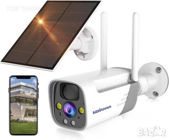 SZSINOCAM 3MP 2K камера за наблюдение Външна батерия 15000 mAh със слънчев панел, HD соларна камера, снимка 8 - Камери - 48647769