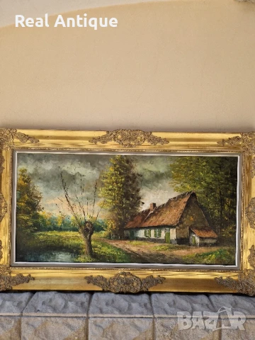 Уникална авторска майсторска холандска картина масло върху платно , снимка 3 - Антикварни и старинни предмети - 51139311