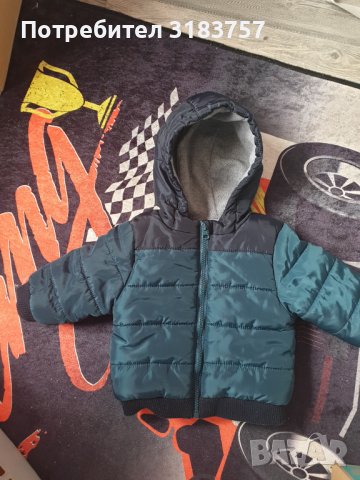  Зелено яке с качулка подплатено, дебело за зимата 9 м - 14 лв , снимка 3 - Бебешки якета и елеци - 43352139