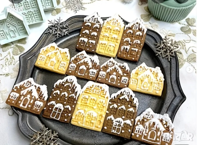 4 бр Джинджифилова къща джинджифилови къщи къщички пластмасови форми резци резец форма за сладки , снимка 3 - Форми - 52619781