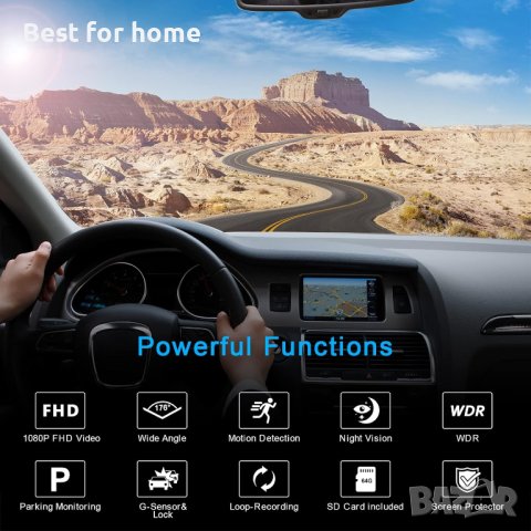 Високоскоростна камера Edospor Dash Cam за автомобили + 64G SD карта, снимка 6 - Аксесоари и консумативи - 43681004