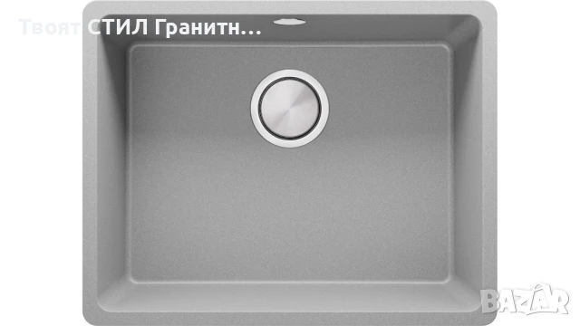 Сива кухненска мивка за вграждане под плот Венеция 60 560x440 мм, снимка 6 - Мивки - 50846742