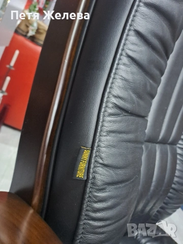 Директорски стол от естествена кожа и дървени подлакътници, снимка 7 - Столове за офис - 53246624