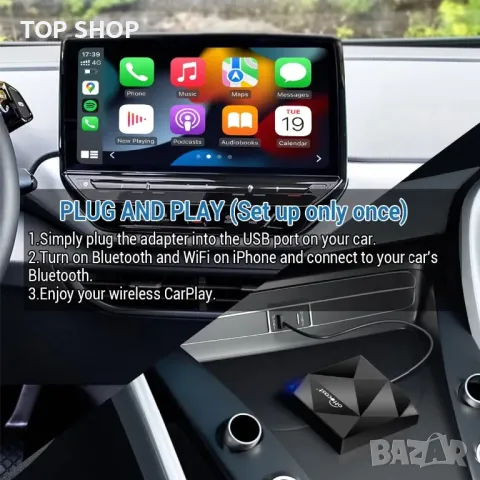 OTTOCAST U2-AIR CarPlay безжичен адаптер за iPhone,Plug & Play/bluetooth Dongle/Автоматична връзка, снимка 7 - Аксесоари и консумативи - 49308611