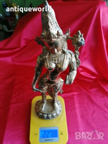 Голяма Бронзова  Индуиска Статуя Богиня ПАРВАТИ, снимка 7 - Антикварни и старинни предмети - 38776789