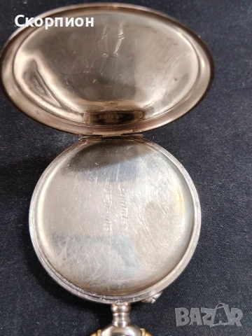 Швейцарски СРЕБЪРЕН джобен часовник 1901г. с позлата - 10 РУБИНА - ПРОМОЦИЯ, снимка 10 - Джобни - 47156792