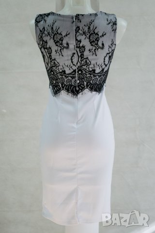 Бяла рокля с черна дантела марка Beauty's Love S, снимка 3 - Рокли - 38325799