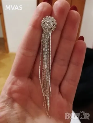 Нови дълги блестящи официални обеци обици Не си променят цвета, снимка 4 - Обеци - 49644442