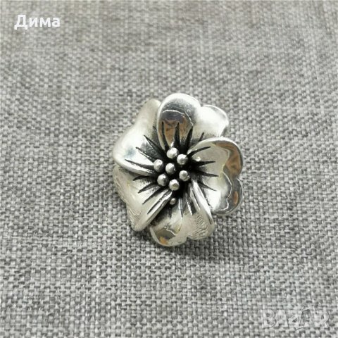  Цвете 0.990 Стерлингово Сребро с магнитна закопчалка за колие - 16 мм - за Бижута, снимка 2 - Колиета, медальони, синджири - 32840974