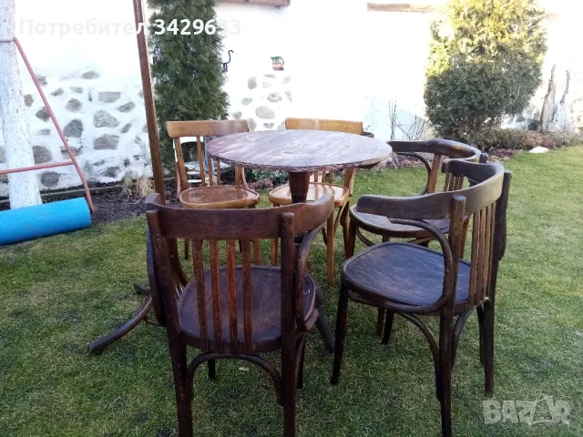 комплект виенски(маса, столовете и закачалка). , снимка 4 - Столове - 48877008
