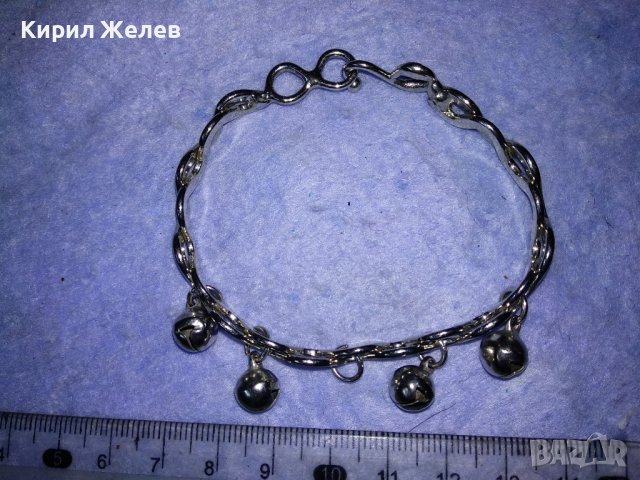 ЕФЕКТНА АЖУРНА СРЕБРИСТА ВИНТИДЖ ГРИВНА СТОМАНЕНА с КАМБАНКИ ЗВЪНЧЕТА 37983, снимка 4 - Гривни - 40856258