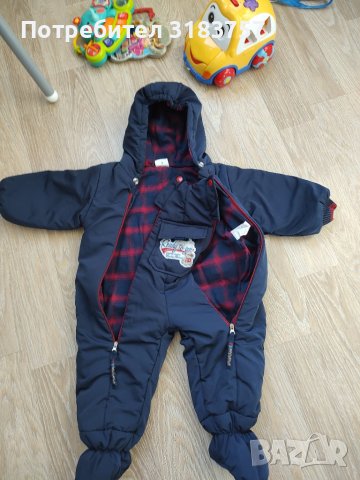 Тъмно син дебел космонавт с качулка бебе 6-9 м, близнаци, снимка 3 - Бебешки ескимоси - 43351276