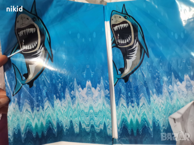 Акула Акули shark синя найлонова покривка за парти рожден ден