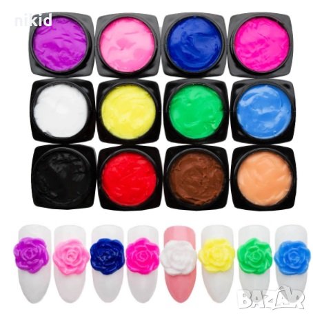 3D релефен текстурен моделиращ скулптуриращ гел боя LED / UV декорация нокти маникюр 