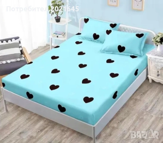 Чаршаф с ластик за 180/200 и 2 калъфки