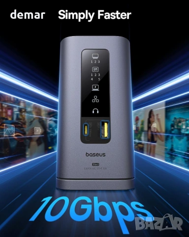 Докинг станция Baseus SpaceMate за MacBook и Windows, 3*4K HDMI,10Gbps, снимка 5 - Кабели и адаптери - 53373500