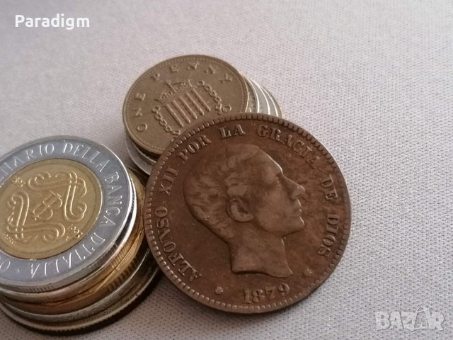 Монета - Испания - 10 сентимос | 1879г., снимка 2 - Нумизматика и бонистика - 40381137