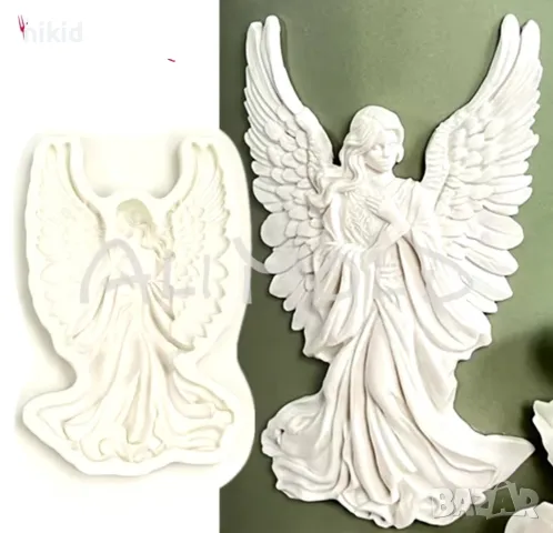 Права жена ангел силиконов молд форма фондан шоколад гипс декор украса , снимка 2 - Форми - 49757431