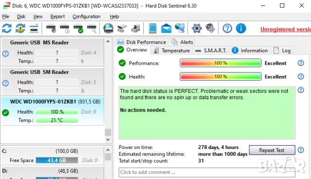 Хард диск 1TB Western Digital WD1000FYPS, SATA 3Gb/s, 7200rpm, 16MB кеш, 3.5", снимка 2 - Твърди дискове - 49994423