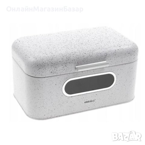 Метална кутия за хляб, инокс с бяло мраморно покритие, 30x19,5x15,8 см, снимка 4 - Кутии за храна - 44045409
