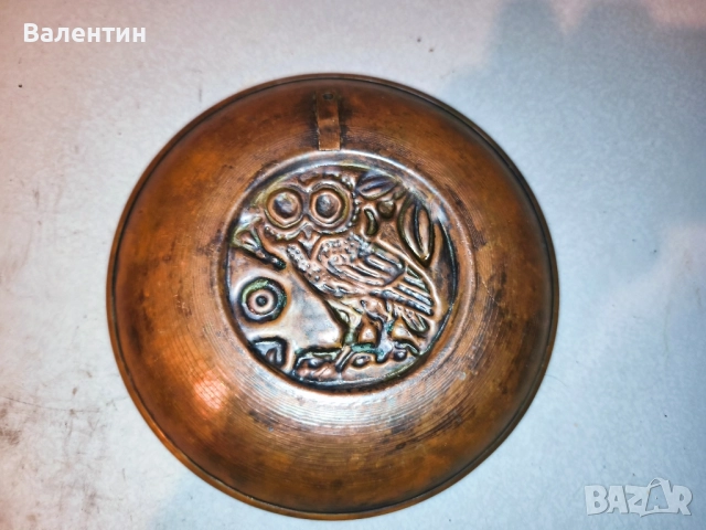 Декоративна гръцка чиния от бакър 24, снимка 6 - Антикварни и старинни предмети - 52540940