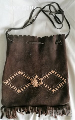 кожена Хипи торбичка чанта велур, снимка 2 - Чанти - 32896003