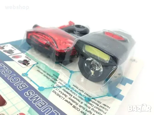 Комплект светлини за Велосипед/Тротинетка KK-B26, 5W LED COB фар, LED стоп, снимка 3 - Аксесоари за велосипеди - 48686602