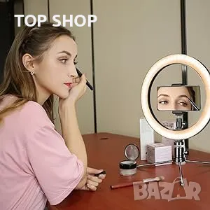 AIXPI 10” LED димируем ринг, трипод/DSLR/държач за телефон/стрийминг/снимане/3 режима/10 нива, снимка 11 - Чанти, стативи, аксесоари - 49308500