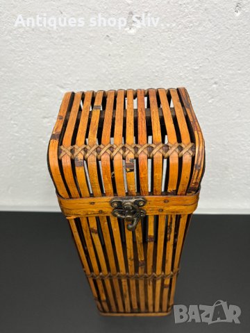 Ръчно изработена дървена кутия за вино / бутилка. №5024, снимка 2 - Антикварни и старинни предмети - 44104920