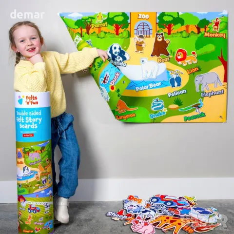 Двустранна пухкава дъска от филц без гънки за малки деца, интерактивна и образователна, снимка 2 - Образователни игри - 50253738