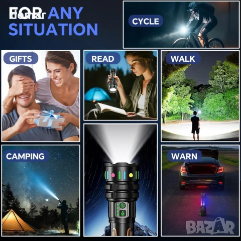 Фенерче LED Супер ярко, акумулаторно фенерче с къмпинг светлина, мащабиране, 13 режима, снимка 9 - Къмпинг осветление - 51907942