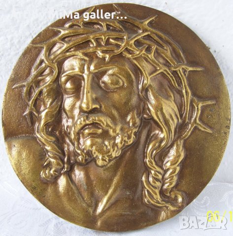 Исус с трънен венец -  икона, релеф барелеф метал религия