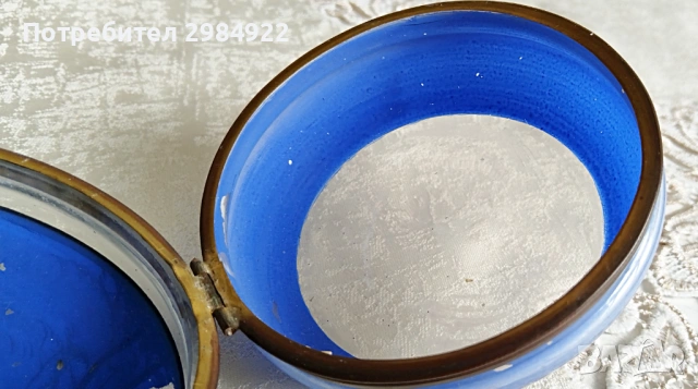 Антична синя стъклена ръчно рисувана чиния за дрънкулки Ormolu Fixings, снимка 6 - Антикварни и старинни предмети - 53441839