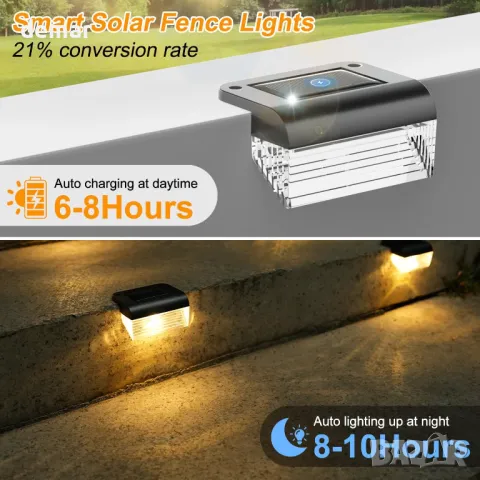 HAMLITE Соларни градински оградни лампи, 3000K Автоматично включване/изключване, 16 броя, снимка 4 - Соларни лампи - 50005499