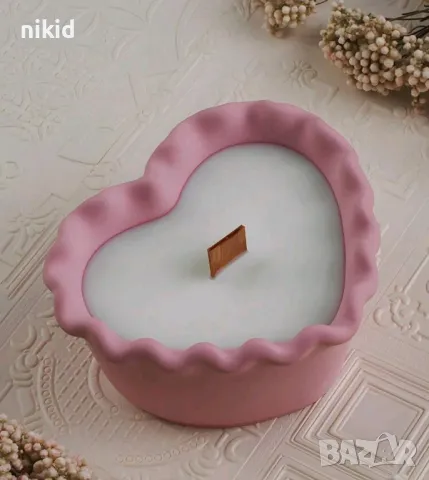 Къдраво сърце висока купичка кашпа саксия силиконов молд форма шоколад гипс смола декор, снимка 3 - Форми - 50214288