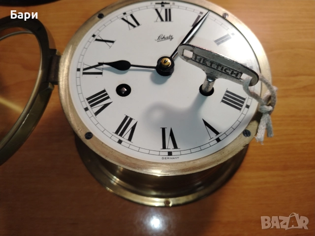 Месингов корабен часовник и барометър с термометър Schatz -Германия, снимка 4 - Антикварни и старинни предмети - 52889604