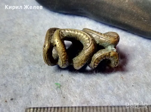 СТАРА МЕСИНГОВА ФИГУРКА - ЗМИЯ МЕТАЛНА СТАТУЕТКА ХУДОЖЕСТВЕНА ИЗРАБОТКА За КОЛЕКЦИЯ 48846, снимка 5 - Колекции - 48729112