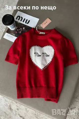 Дамска блуза с къс ръкав фино плетиво Miu Miu Код A366, снимка 2 - Блузи с дълъг ръкав и пуловери - 48361899