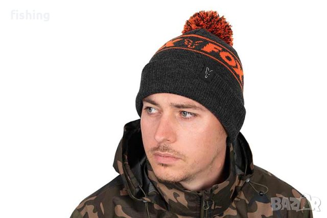 Шапка Fox Collection Bobble - Black & Orange, снимка 4 - Екипировка - 43808132