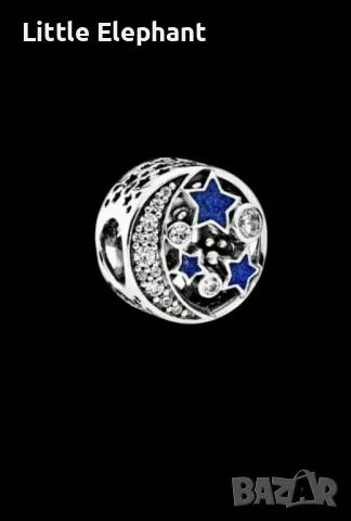 Vintage Сребърен елемент Пандора"Нощно небе",Луна и звезди/ное