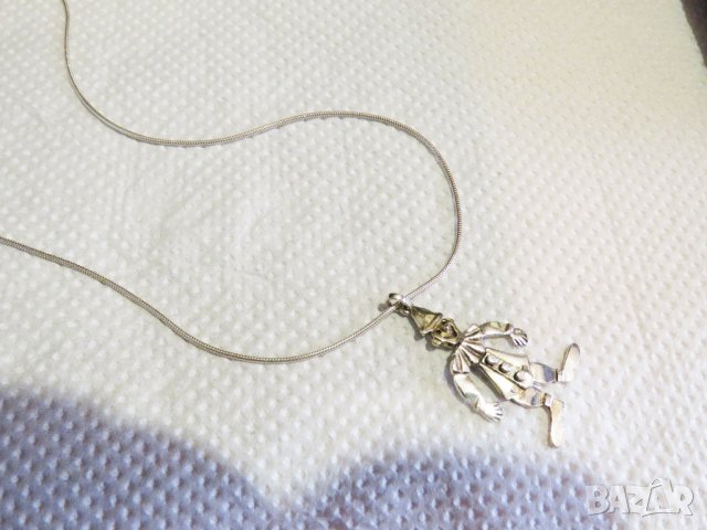 сребърен медальон, сребърно колие сребърно синджирче - весело човече - клоун сребро, снимка 5 - Колиета, медальони, синджири - 25548257