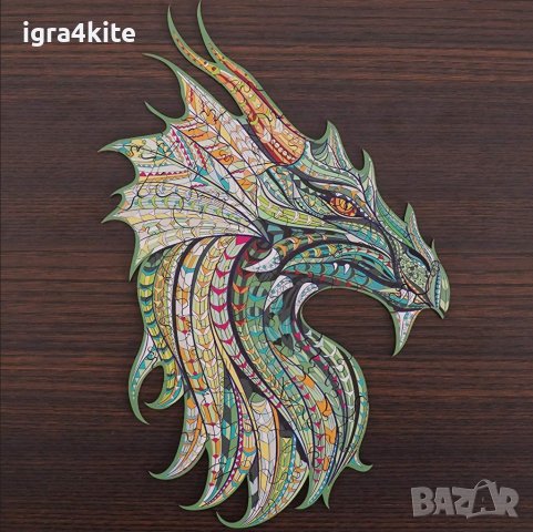 Дървен пъзел животни ГЛАВА НА ДРАКОН / А4 формат Размер М / 27 МОДЕЛА, снимка 3 - Игри и пъзели - 43288110