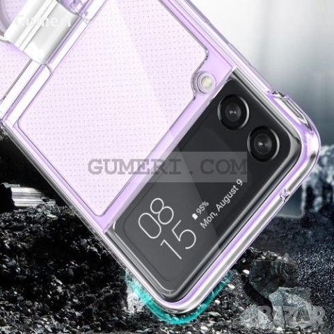 Samsung Galaxy Z Flip3 5G -Твърд Предпазен Кейс с Пръстен - Прозрачен, снимка 15 - Калъфи, кейсове - 36540651