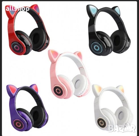 Bluetooth светещи слушалки Котешки уши