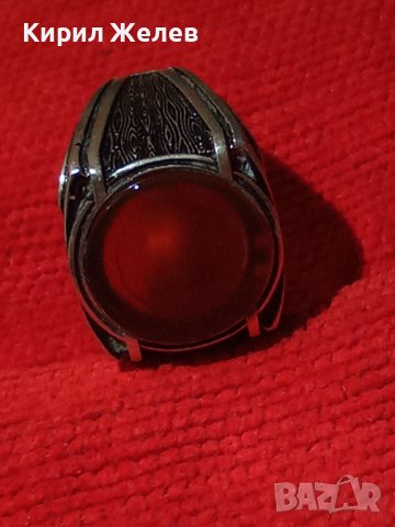 МАЙСТОРСКИ СРЕБЪРЕН МАСИВЕН ПРЪСТЕН с ШЛИФОВАН КАРНЕОЛ ОКСИДИРАНО СРЕБРО 925 ЮВЕЛИРНА ИЗРАБОТА 22380, снимка 5 - Пръстени - 33045520