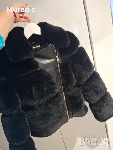 Черно луксозно пухено яке, снимка 3 - Якета - 53442937